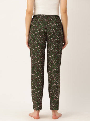 Pure Cotton Multicolored Printed Lounge Pants For Women - RueCollections